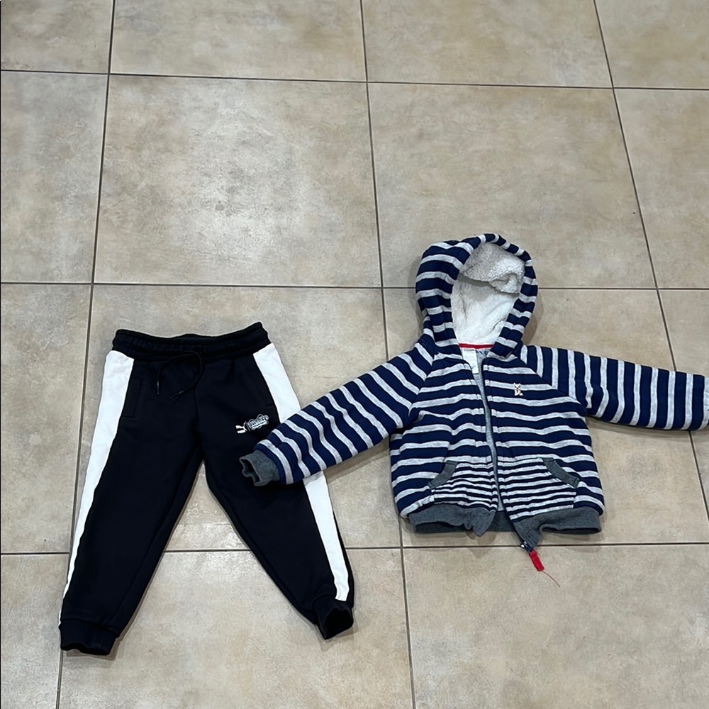 Puma SpongeBob track pants and carter jacket hoodie, size 4T